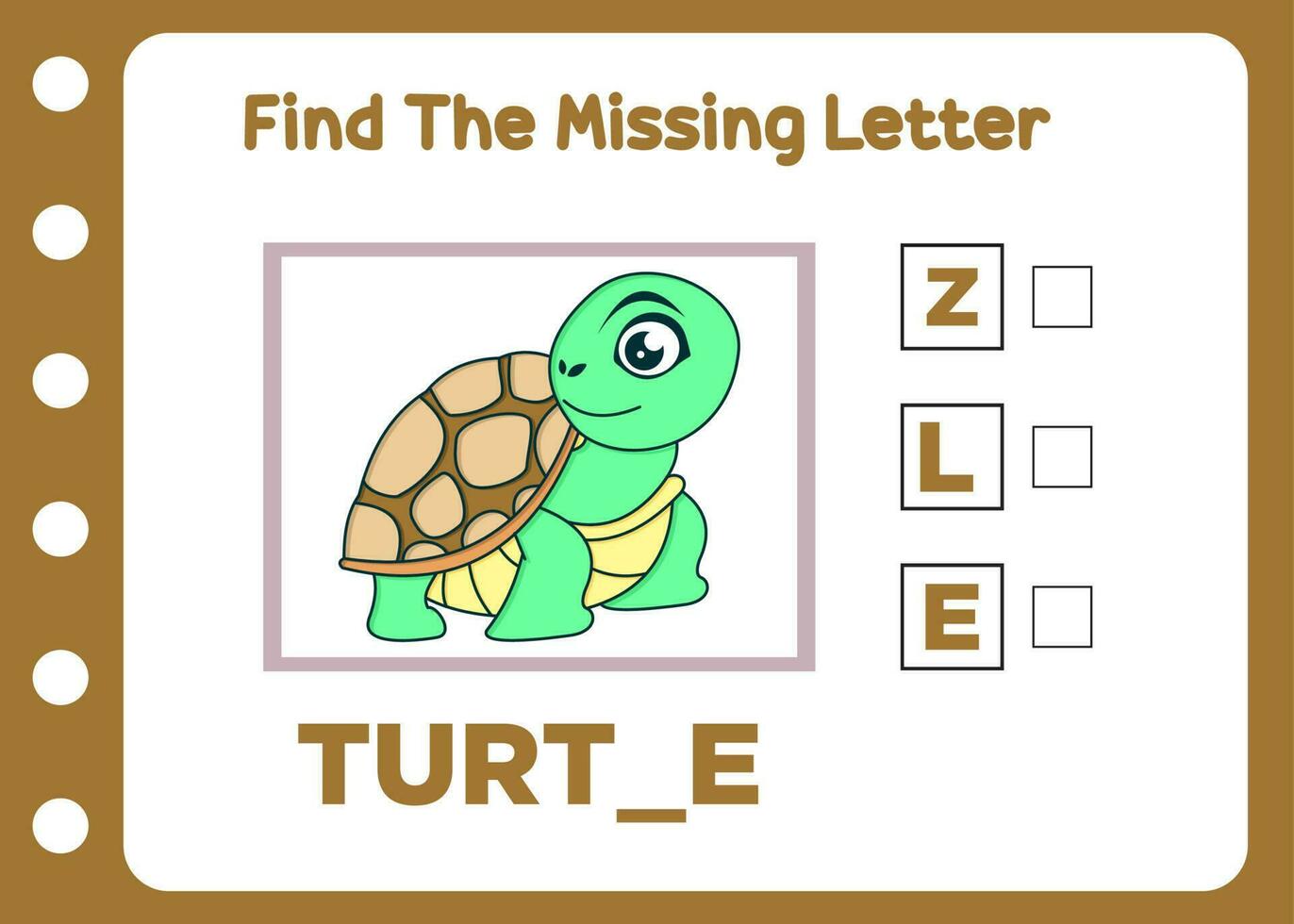 vind de missend brief van schattig schildpad. kinderen puzzel vector