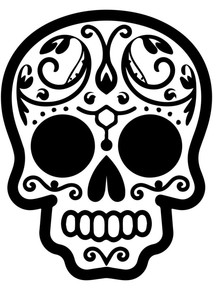 spaans erfgoed suiker schedel goudsbloem feestelijk dia de los Muertos vector icoon