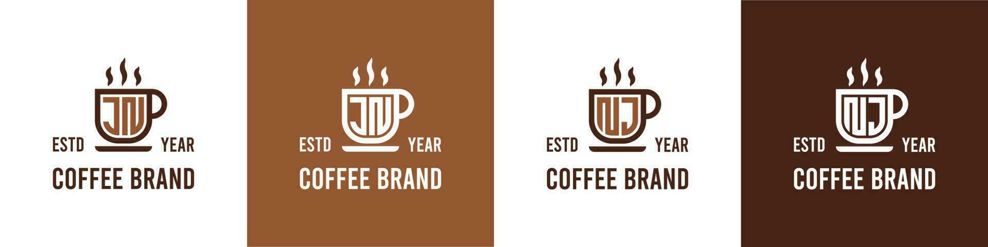 brief jn en nj koffie logo, geschikt voor ieder bedrijf verwant naar koffie, thee, of andere met jn of nj initialen. vector