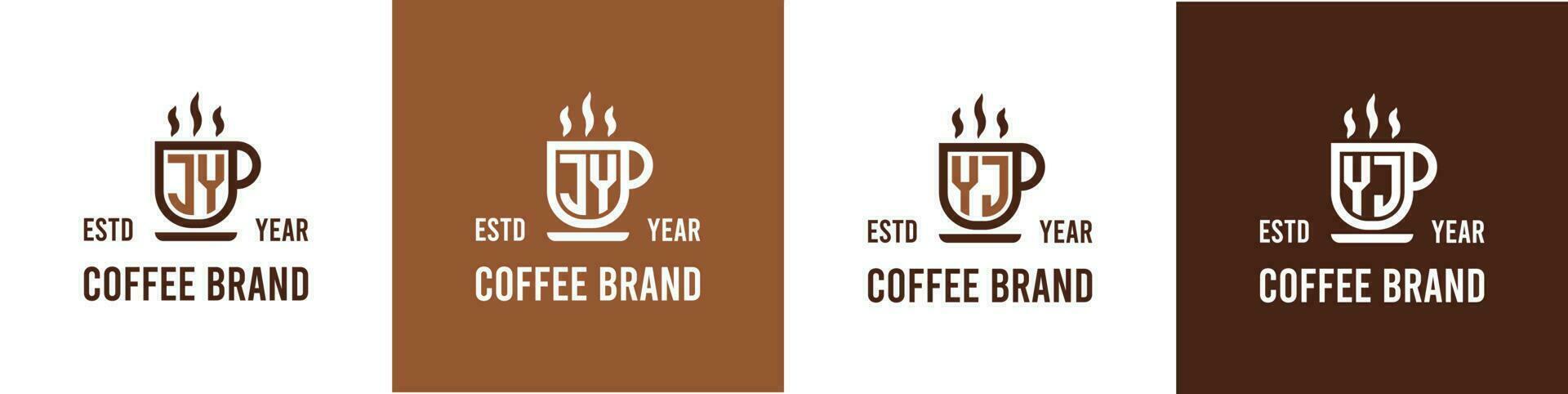 brief jy en yj koffie logo, geschikt voor ieder bedrijf verwant naar koffie, thee, of andere met jy of yj initialen. vector