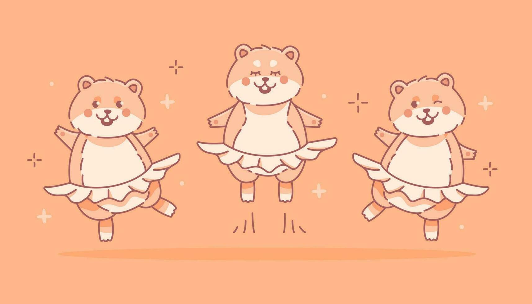 lief mollig hamsters dansen ballet in ballet tutu's. vector