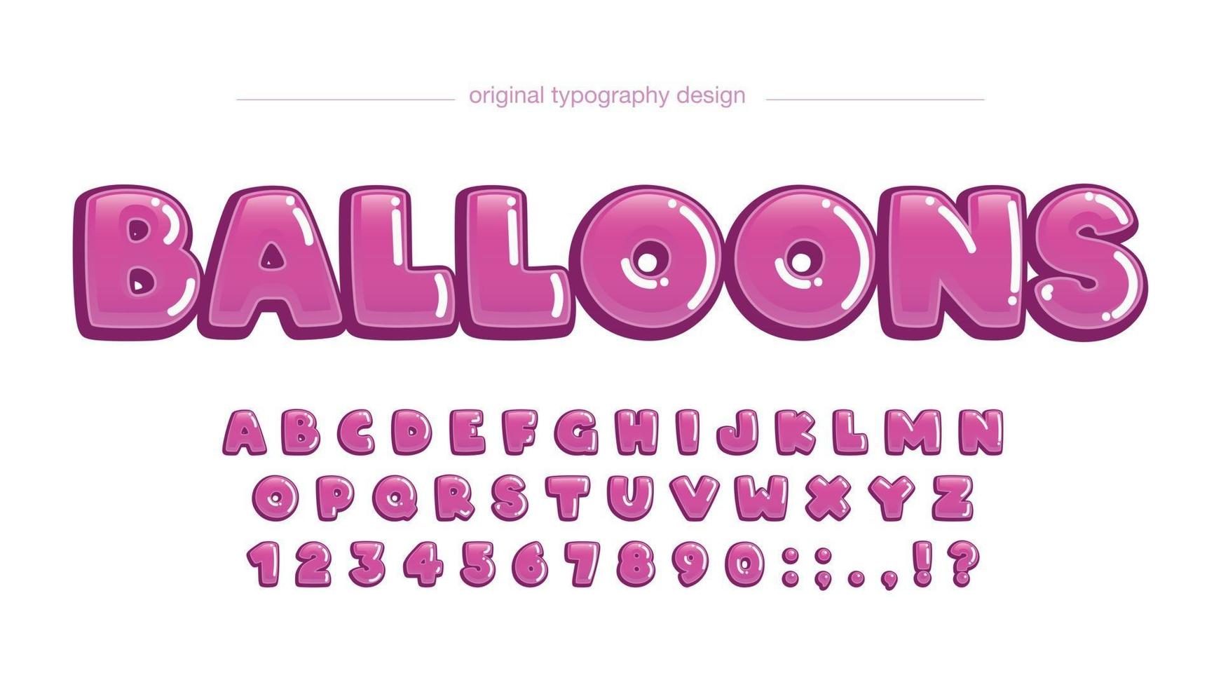 roze afgeronde bubble cartoon aangepaste typografie vector