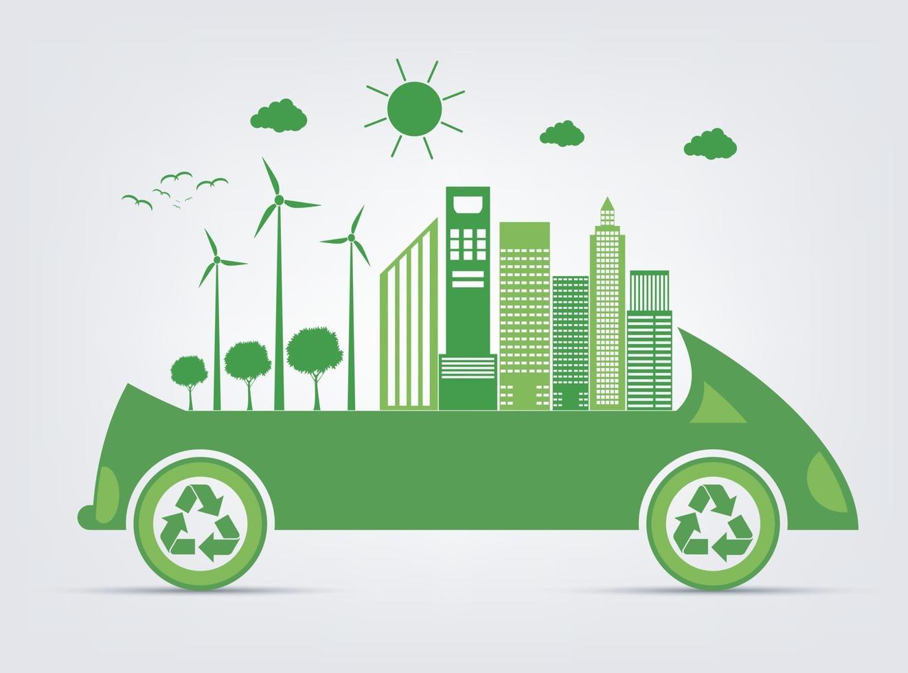 eco-vriendelijke groene auto concept vector