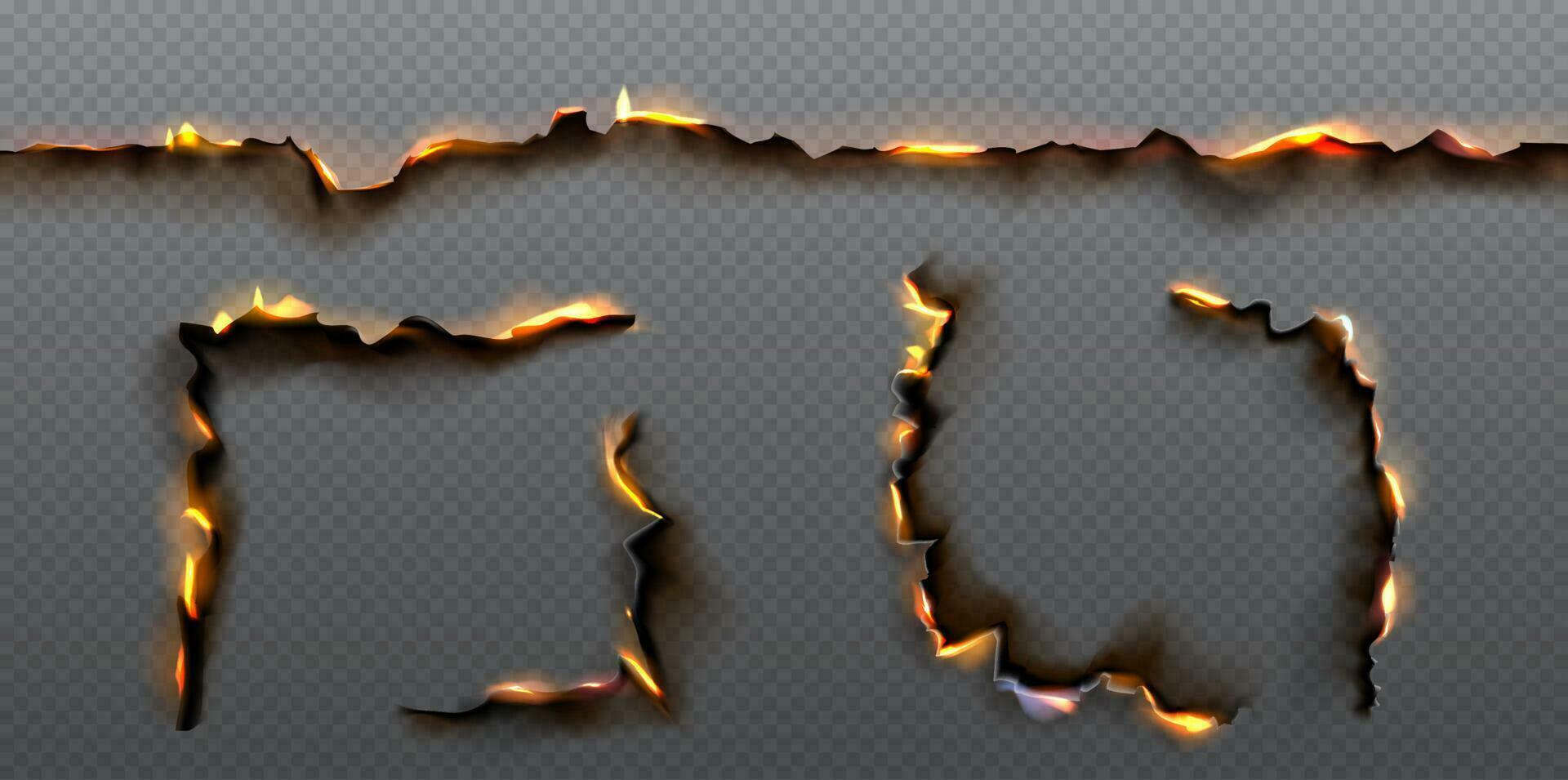 brandwond rand papier gat hoek, brand structuur effect vector