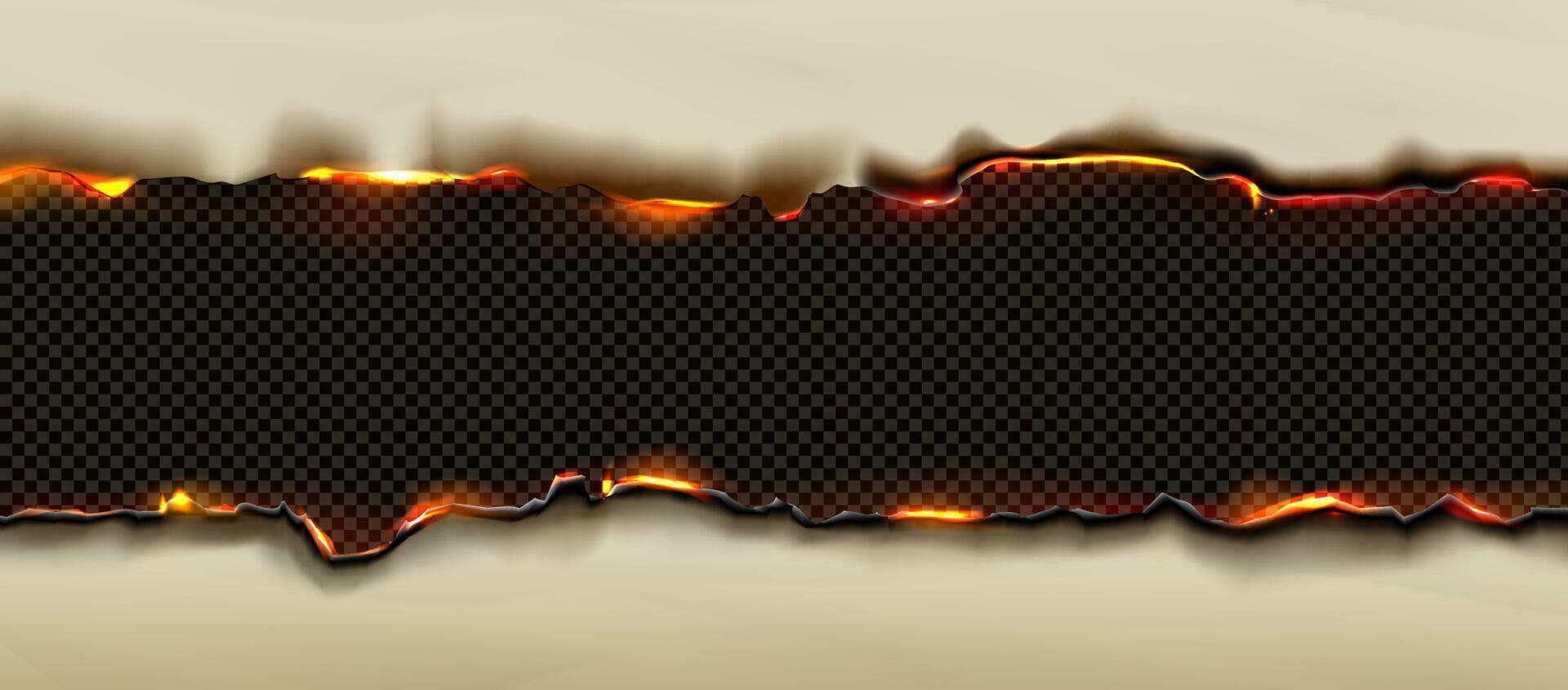 verbrand papier randen effect met brand en zwart as vector