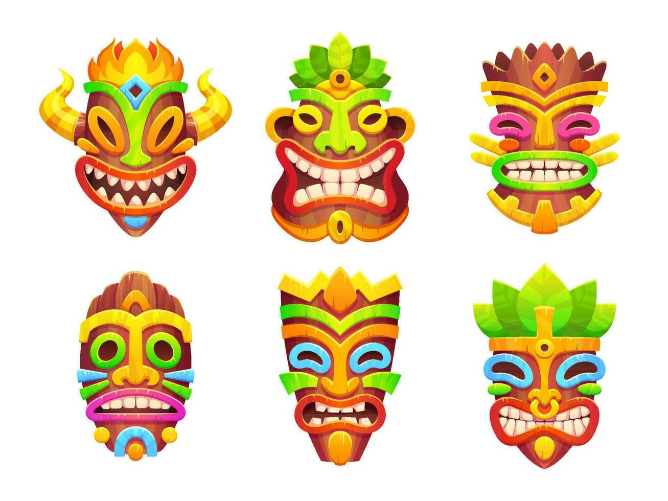 tiki maskers, hawaiiaans tribal totem vector