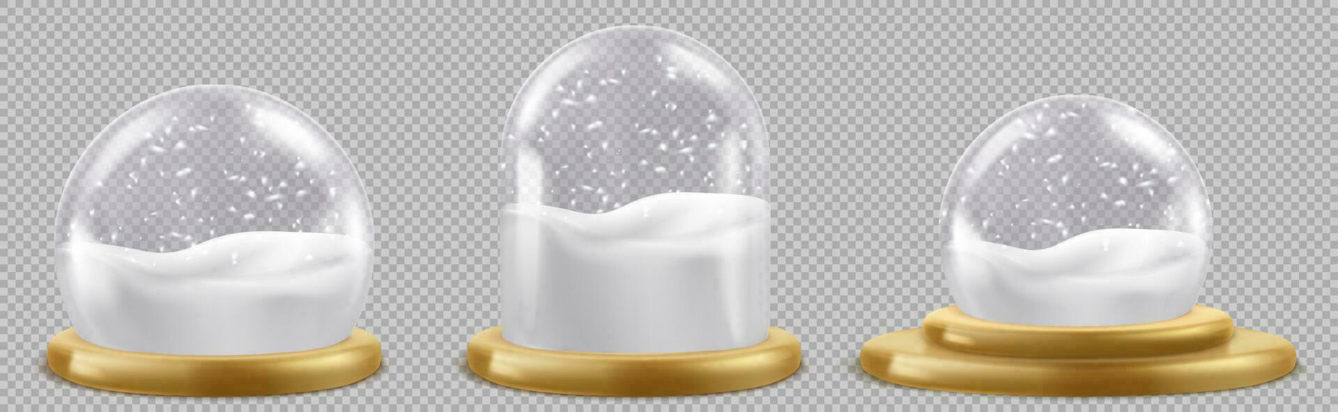 Kerstmis 3d gouden glas sneeuw bal koepel vector