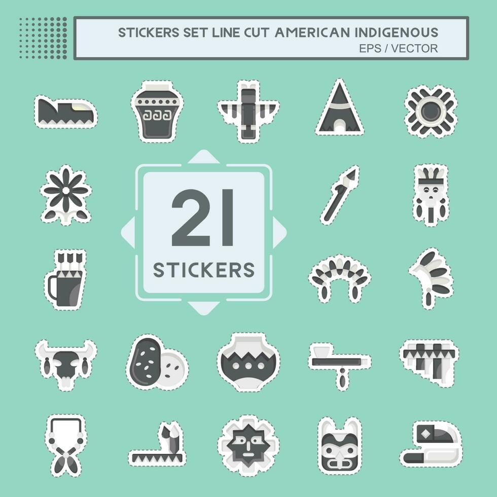 sticker lijn besnoeiing reeks Amerikaans inheems. verwant naar onderwijs symbool. gemakkelijk ontwerp bewerkbare vector