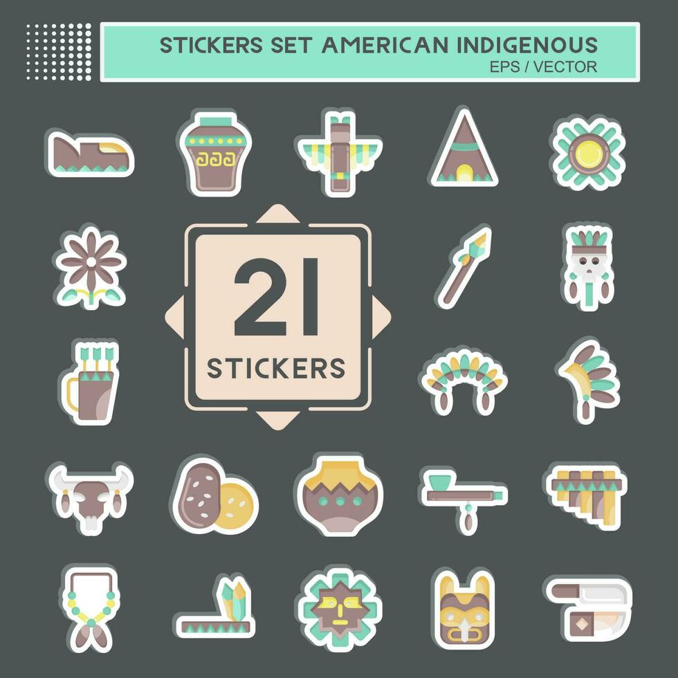 sticker reeks Amerikaans inheems. verwant naar onderwijs symbool. gemakkelijk ontwerp bewerkbare vector