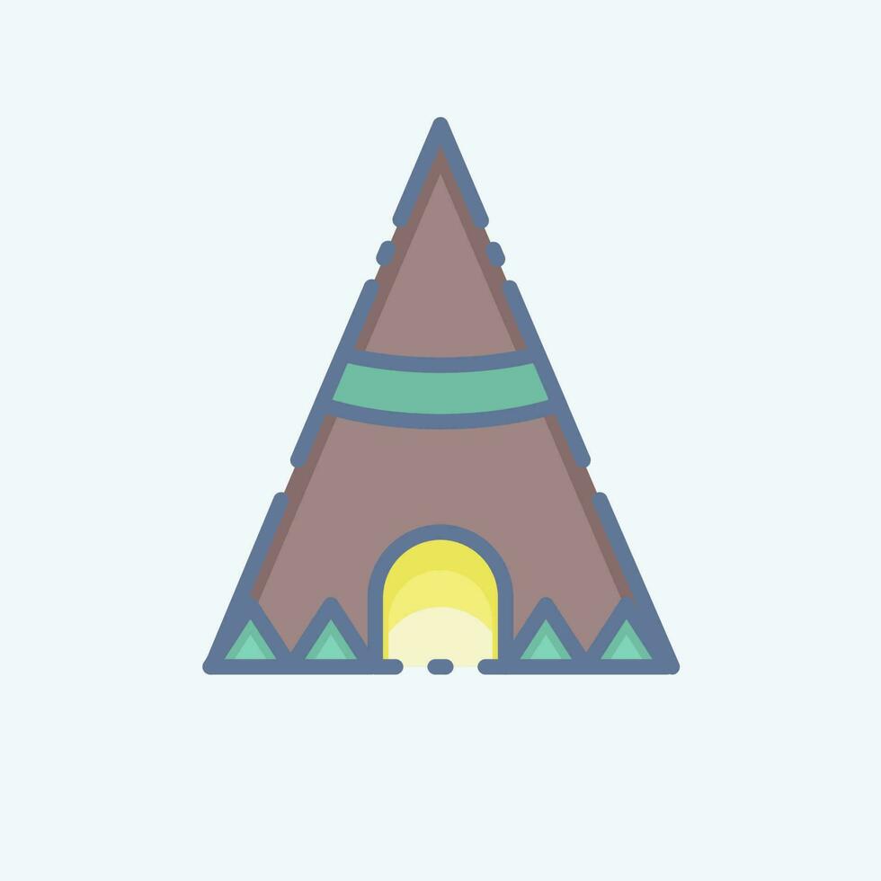 icoon tipi. verwant naar Amerikaans inheems symbool. tekening stijl. gemakkelijk ontwerp bewerkbare vector