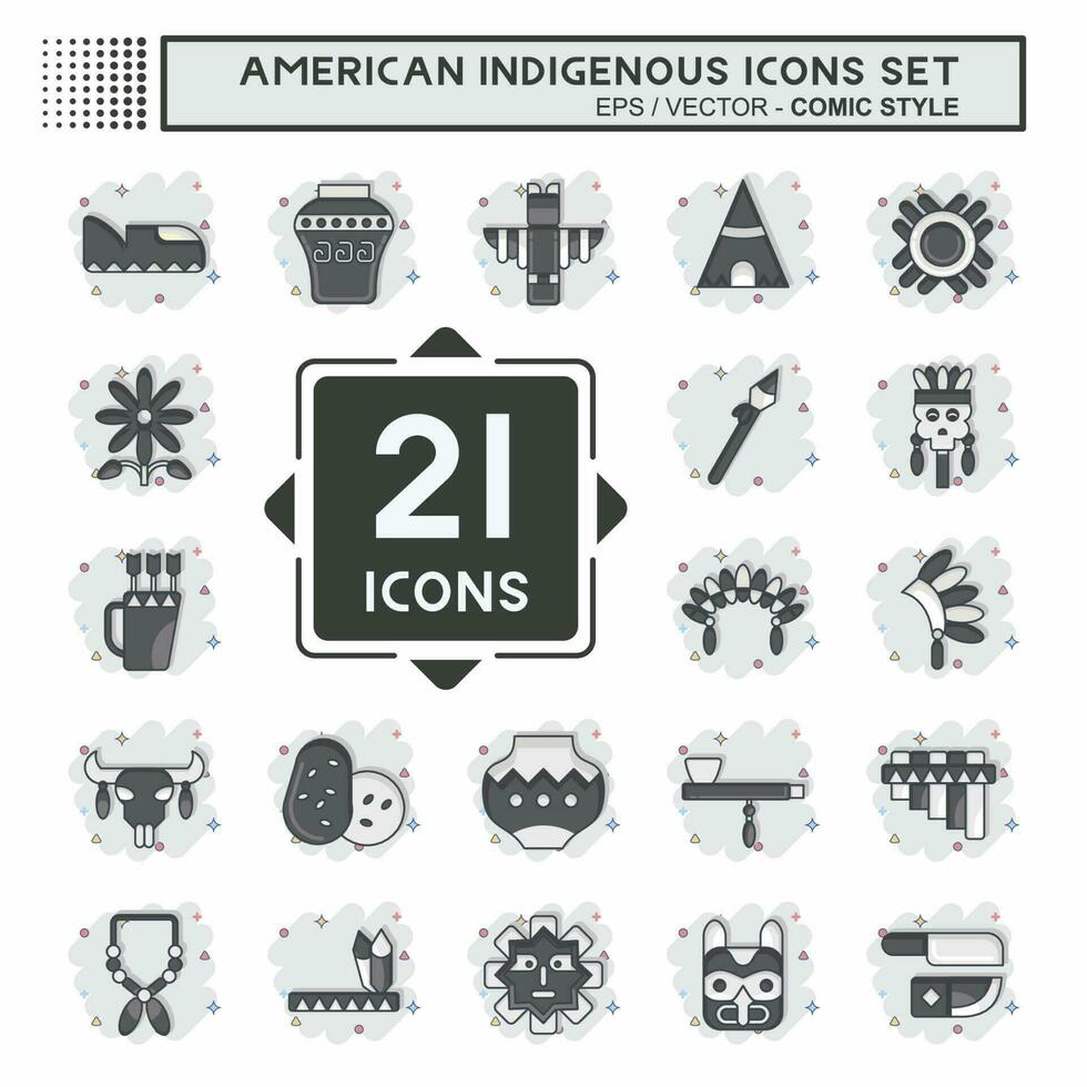 icoon reeks Amerikaans inheems. verwant naar onderwijs symbool. grappig stijl. gemakkelijk ontwerp bewerkbare vector