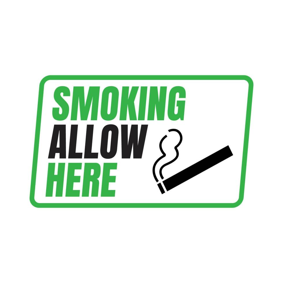 toegestaan roken Oppervlakte teken, roken toegestaan hier banier, toegewezen roken Oppervlakte teken vector