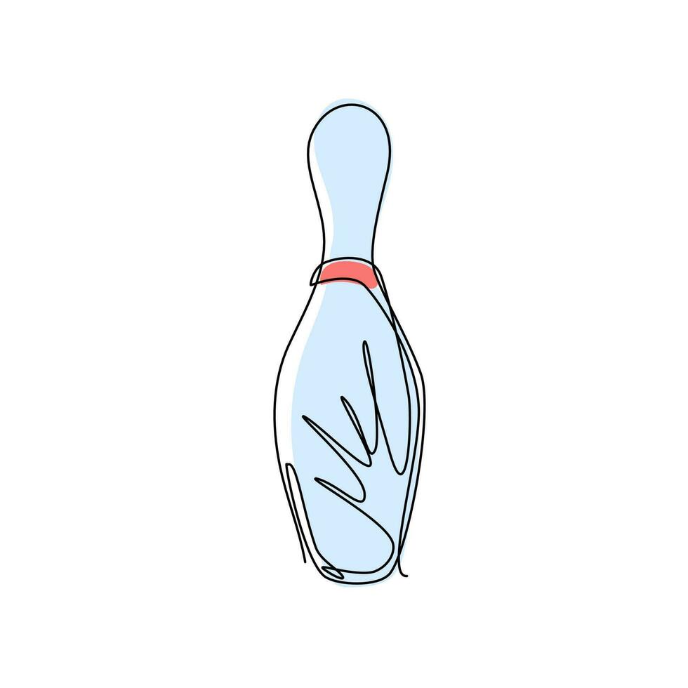 continu één lijntekening bowling pin icoon. bowling spel. eenvoudige pictogram kegelen. logo sjabloon. bowlingclub, toernooien. sport icoon. activiteit en leuk spel. enkele lijn tekenen ontwerp vectorafbeelding vector