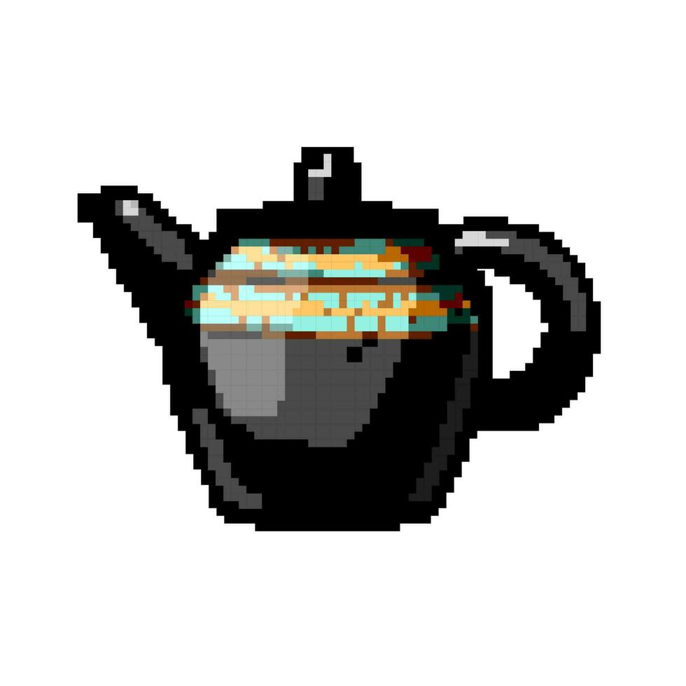 drank wijnoogst theepot spel pixel kunst vector illustratie