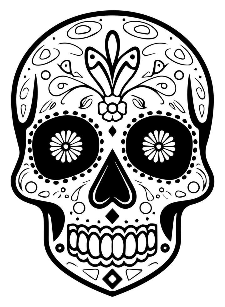 spaans erfgoed suiker schedel goudsbloem feestelijk dia de los Muertos vector icoon