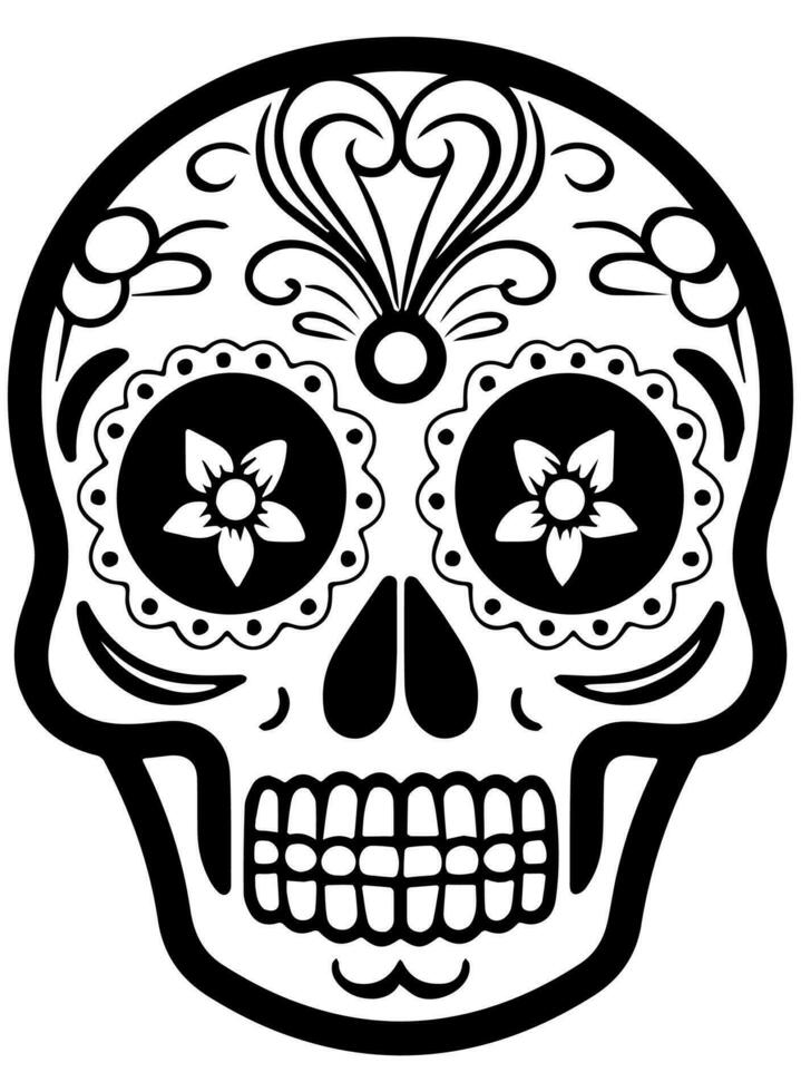 spaans erfgoed suiker schedel goudsbloem feestelijk dia de los Muertos vector icoon