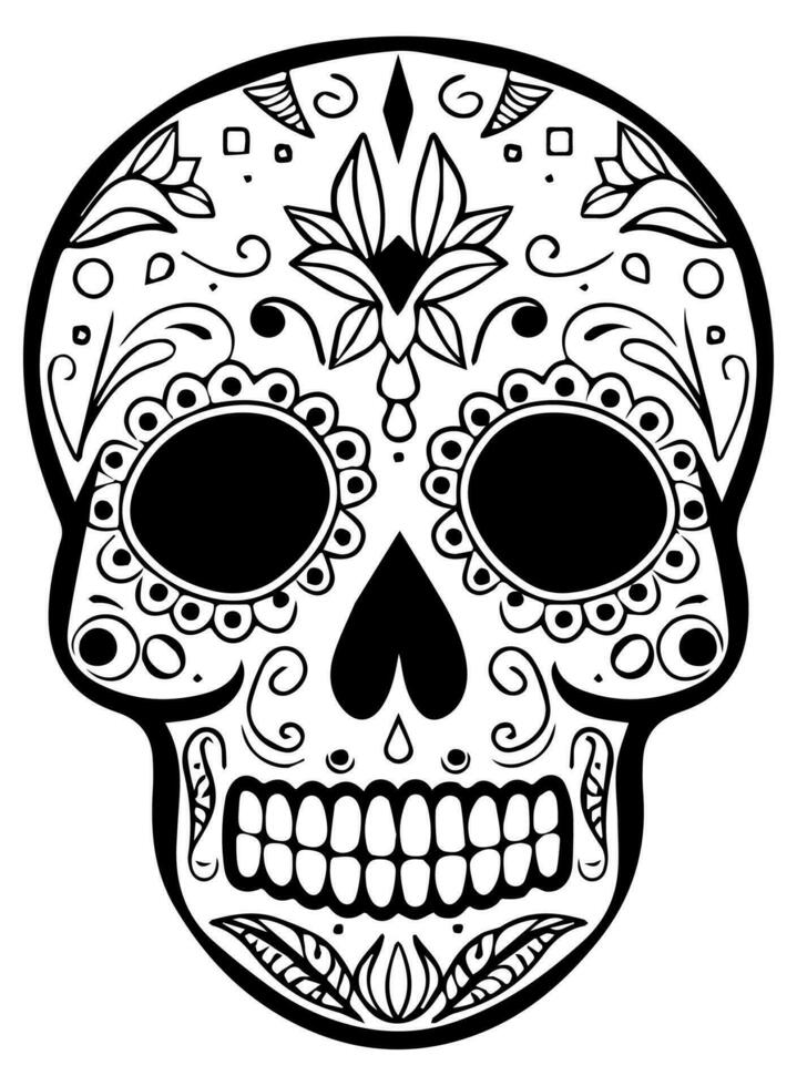 spaans erfgoed suiker schedel goudsbloem feestelijk dia de los Muertos vector icoon