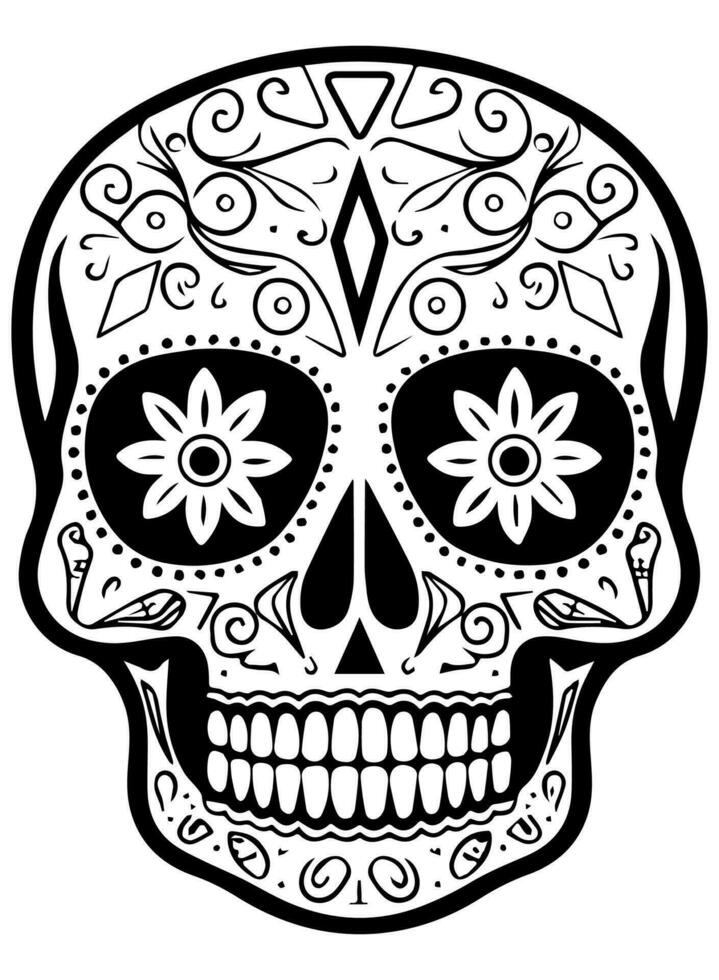 spaans erfgoed suiker schedel goudsbloem feestelijk dia de los Muertos vector icoon