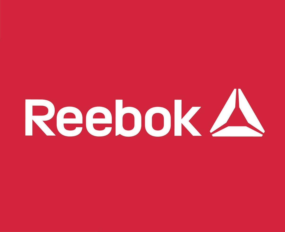 reebok merk logo met naam wit symbool kleren ontwerp icoon abstract vector illustratie met rood achtergrond