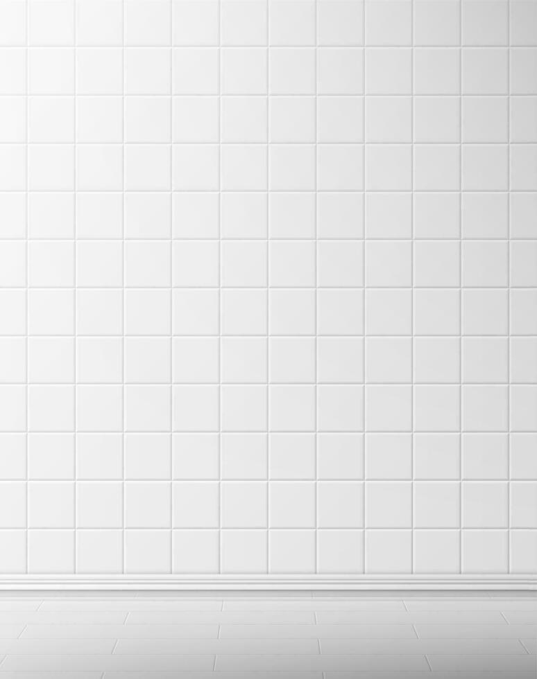 vector wit tegel muur en verdieping in badkamer