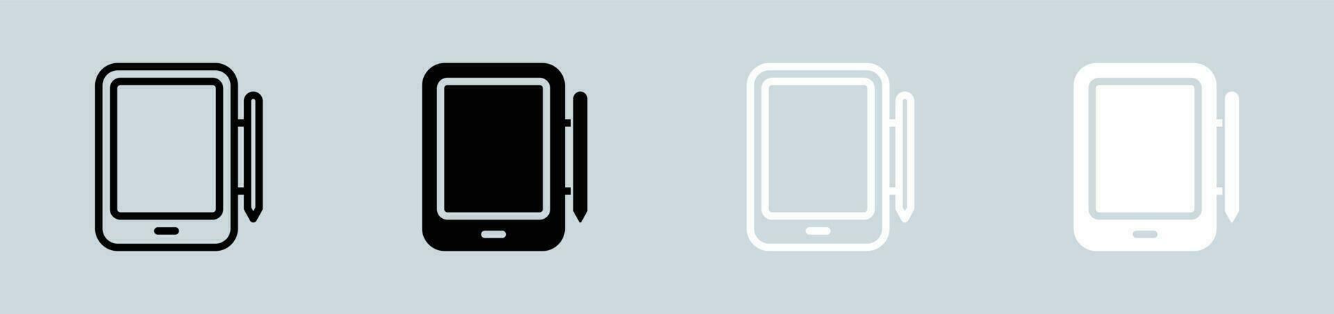 tablet icoon reeks in zwart en wit. apparaat tekens vector illustratie.