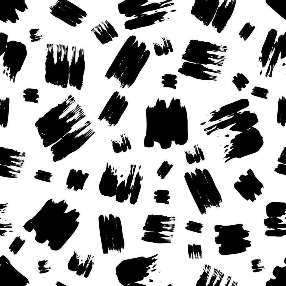 naadloos patroon met donker hand- getrokken kattebelletje smeren Aan wit achtergrond. abstract grunge textuur. vector illustratie