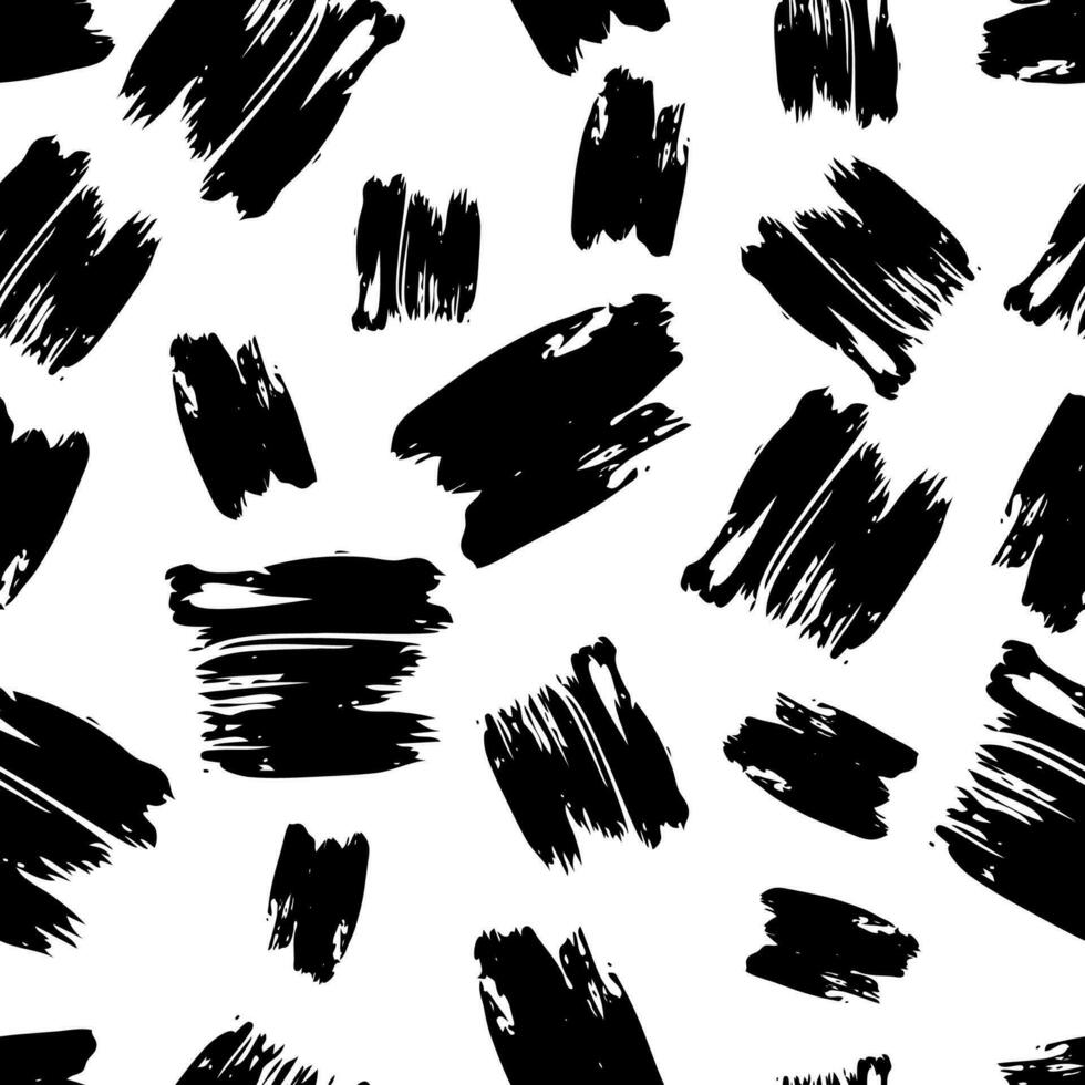 naadloos patroon met donker hand- getrokken kattebelletje smeren Aan wit achtergrond. abstract grunge textuur. vector illustratie
