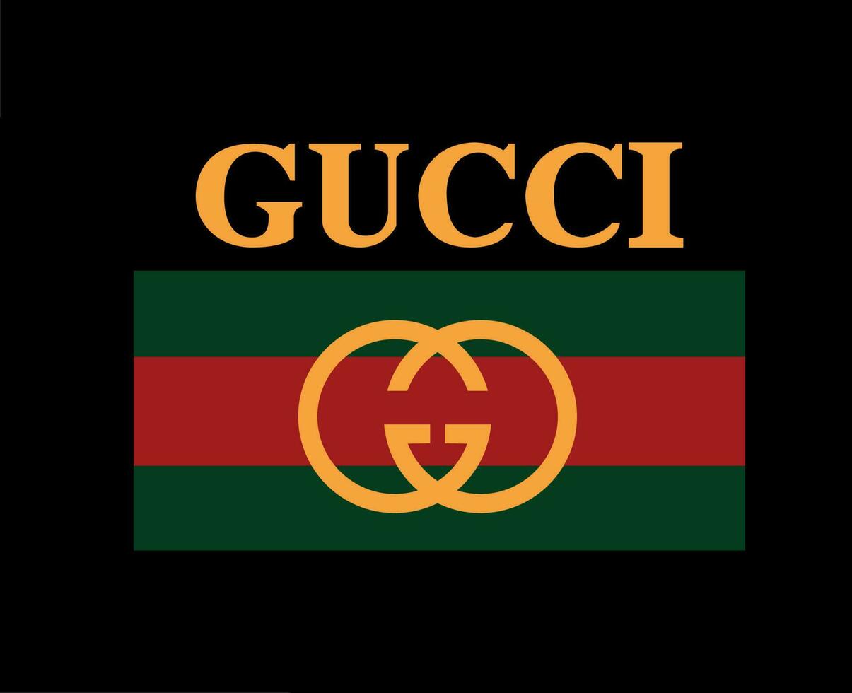 Gucci merk logo kleren met naam symbool ontwerp mode vector illustratie met zwart achtergrond