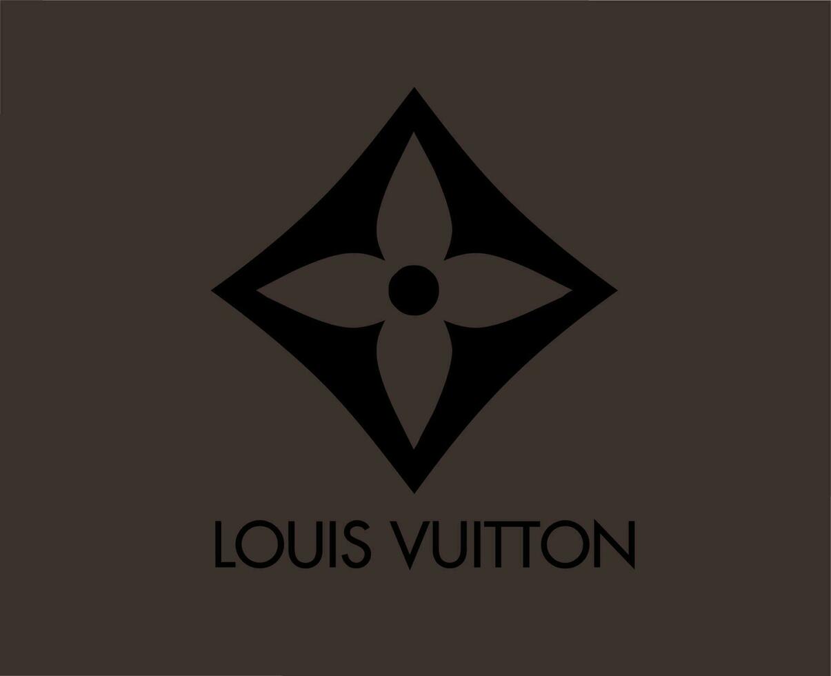 louis vuitton logo merk mode met naam zwart ontwerp symbool kleren vector illustratie met bruin achtergrond