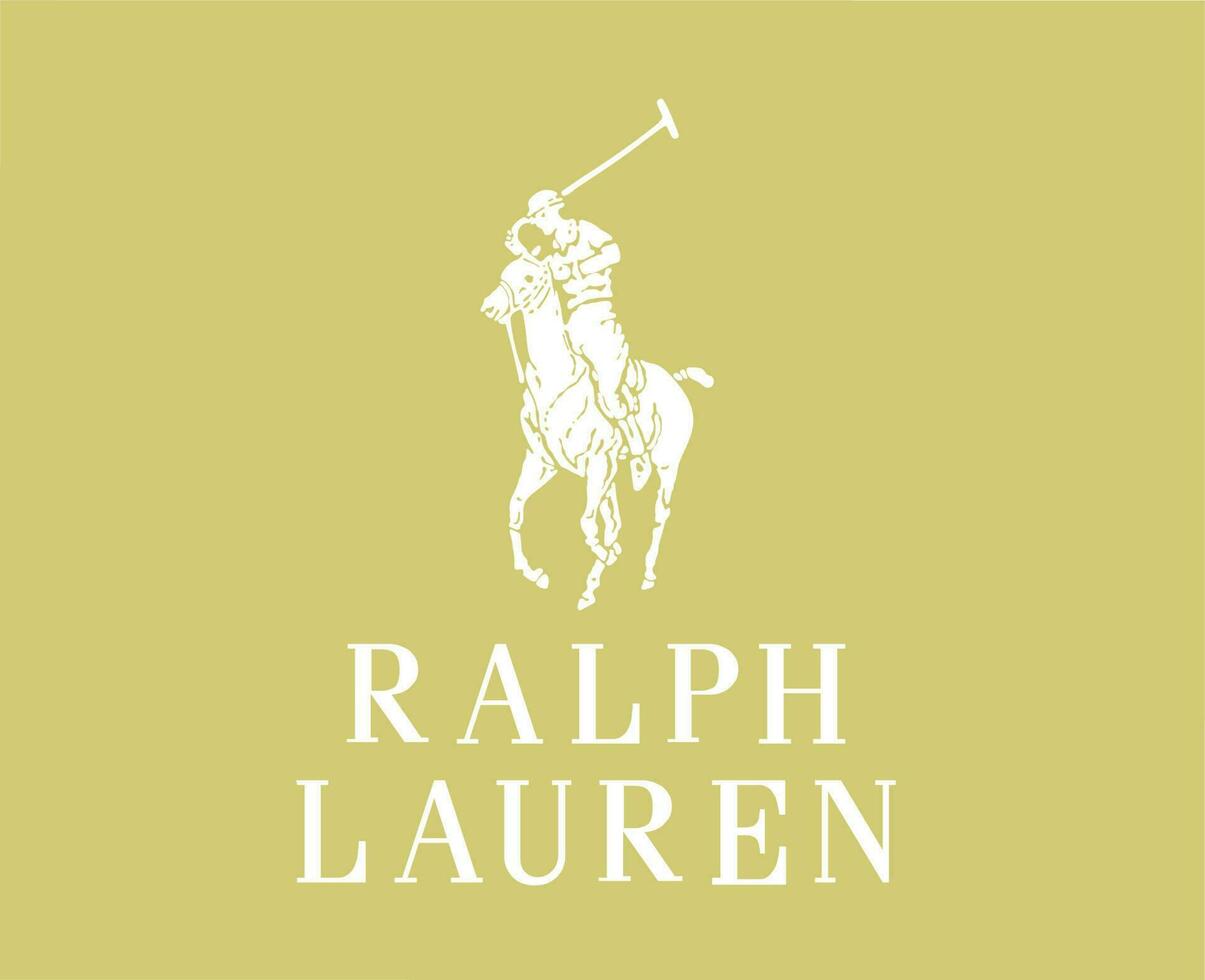 ralph lauren merk symbool met naam wit logo kleren ontwerp icoon abstract vector illustratie met goud achtergrond