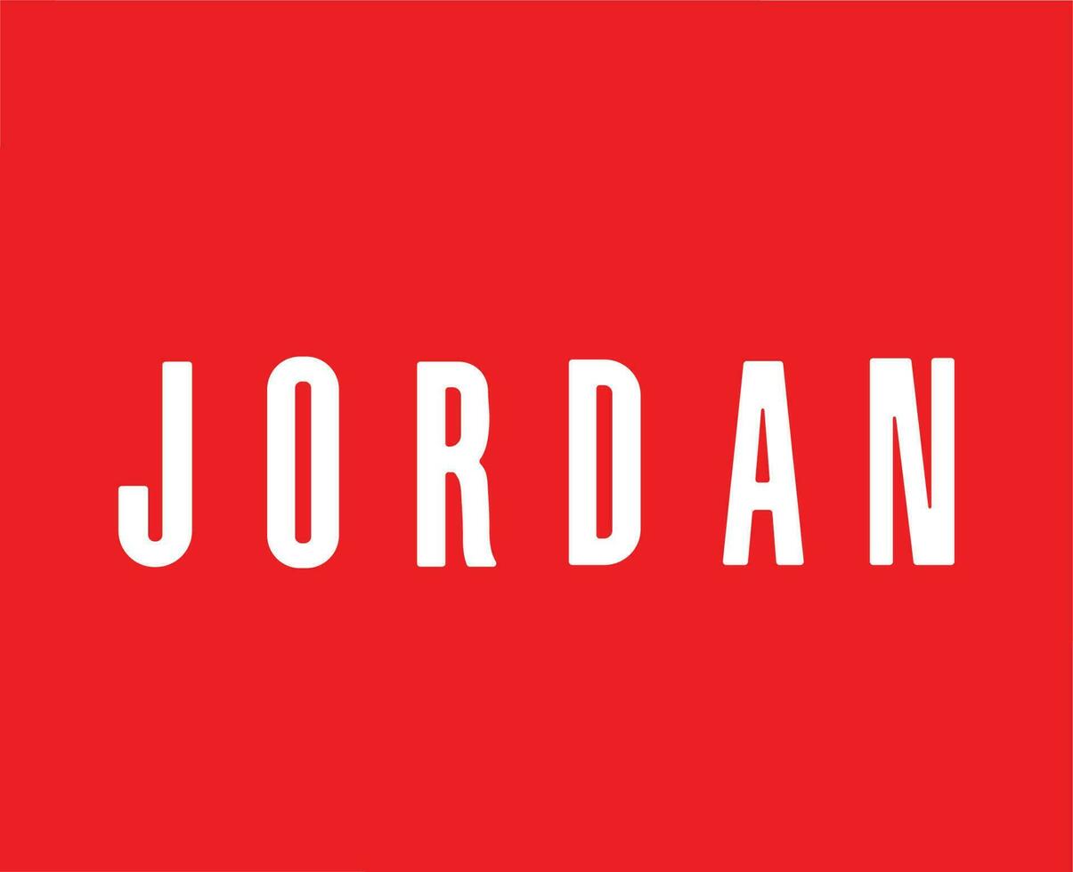 Jordanië merk logo naam wit symbool ontwerp kleren Sportkleding vector illustratie met rood achtergrond