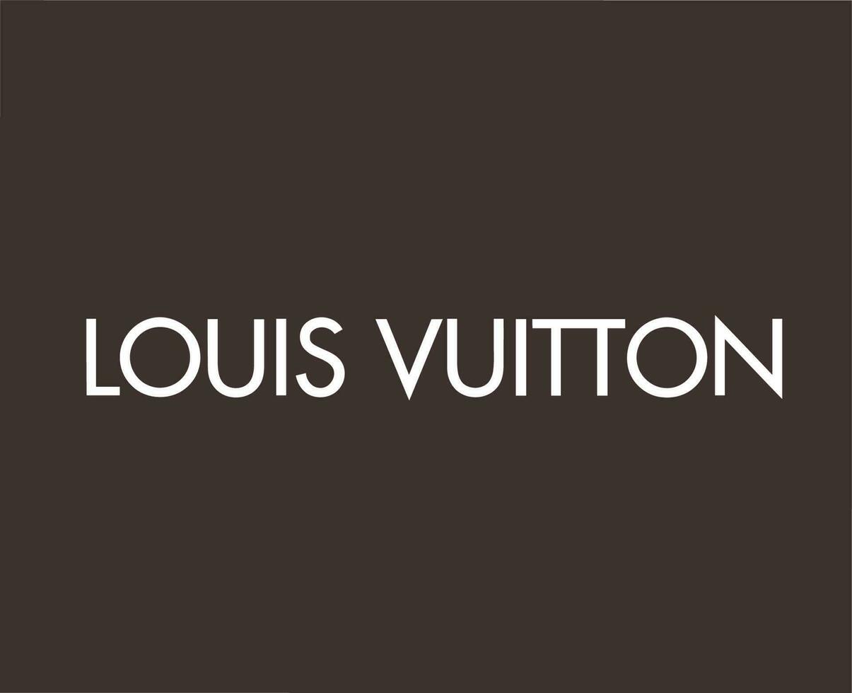 louis vuitton merk logo naam symbool wit ontwerp kleren mode vector illustratie met bruin achtergrond