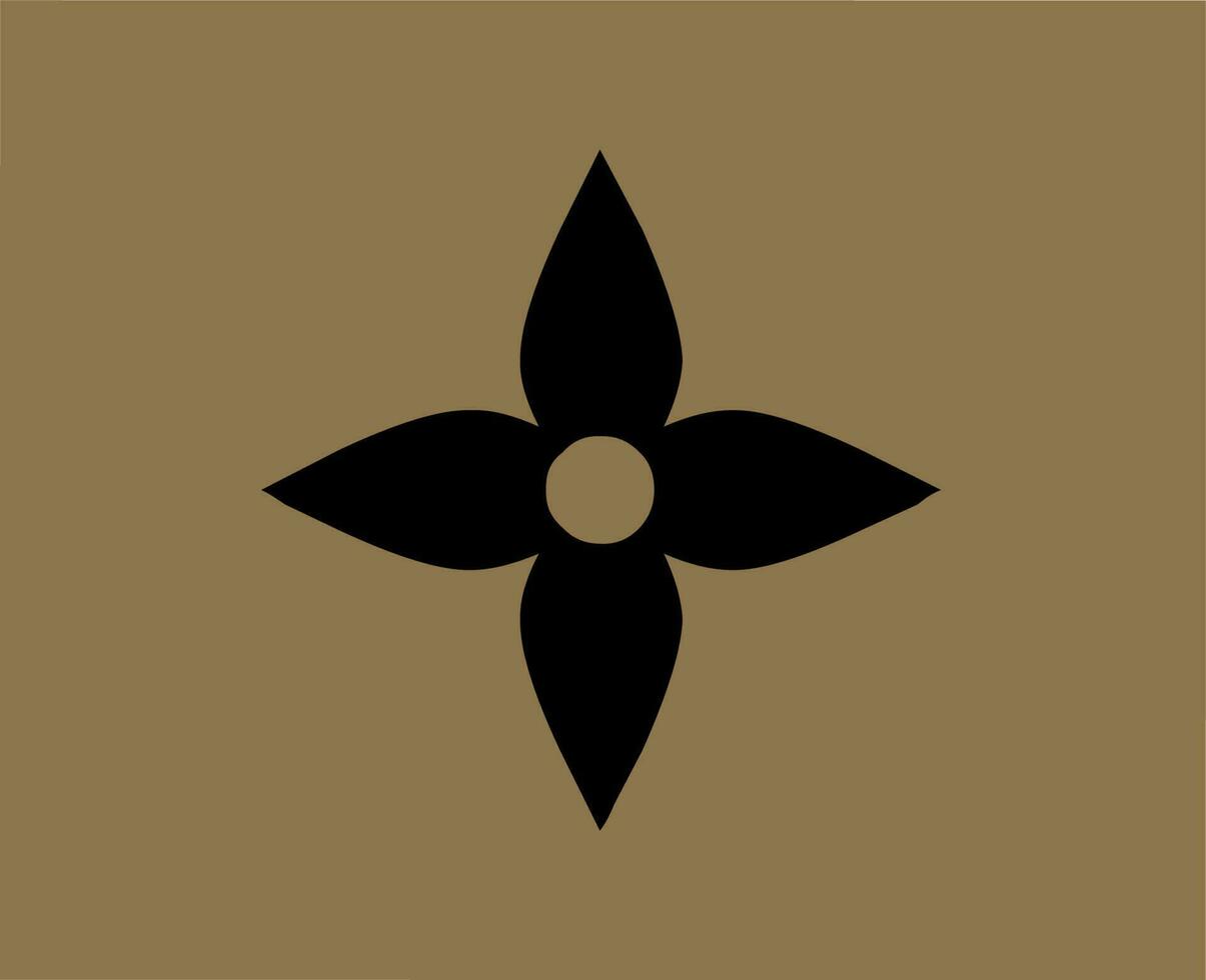 louis vuitton merk logo mode zwart symbool ontwerp kleren vector illustratie met bruin achtergrond
