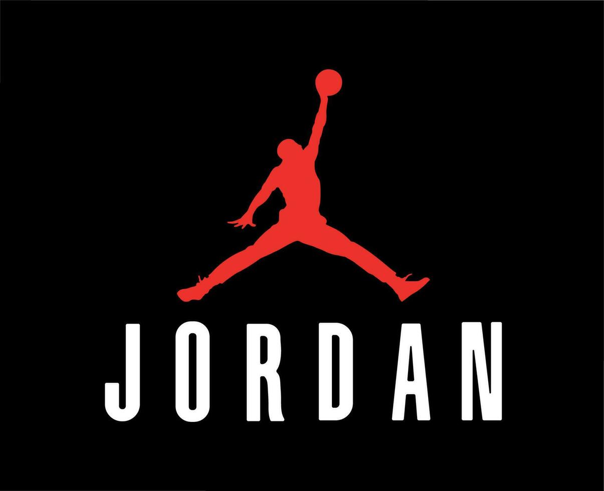 Jordanië merk logo symbool met naam ontwerp kleren Sportkleding vector illustratie met zwart achtergrond