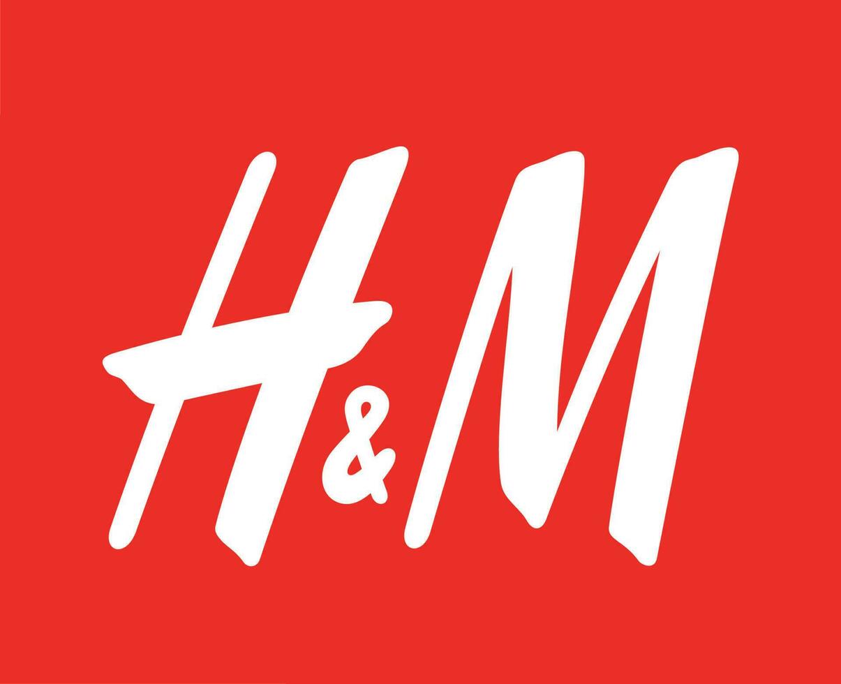 hm logo merk symbool wit ontwerp hennes en Mauritz kleren mode vector illustratie met rood achtergrond