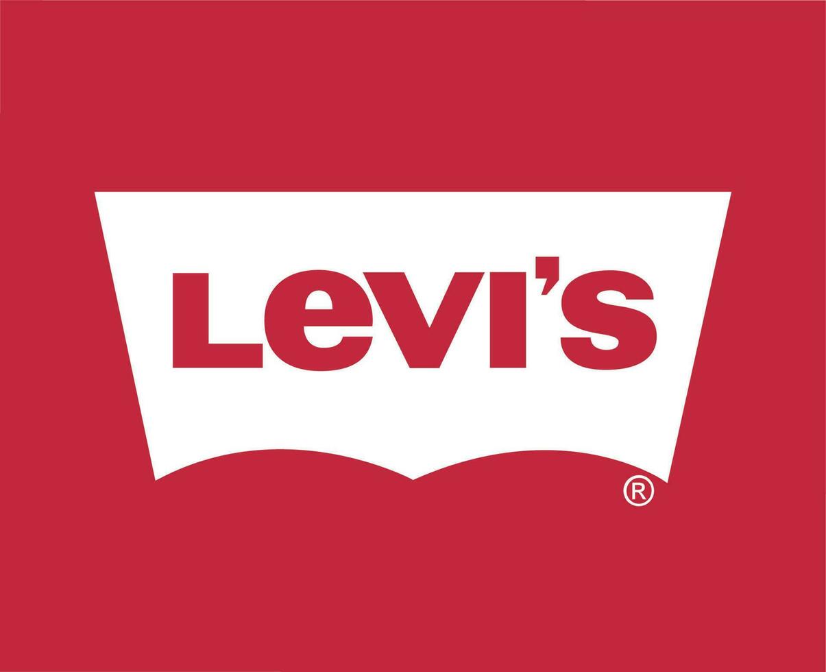 Levi's merk logo symbool wit ontwerp kleren mode vector illustratie met rood achtergrond