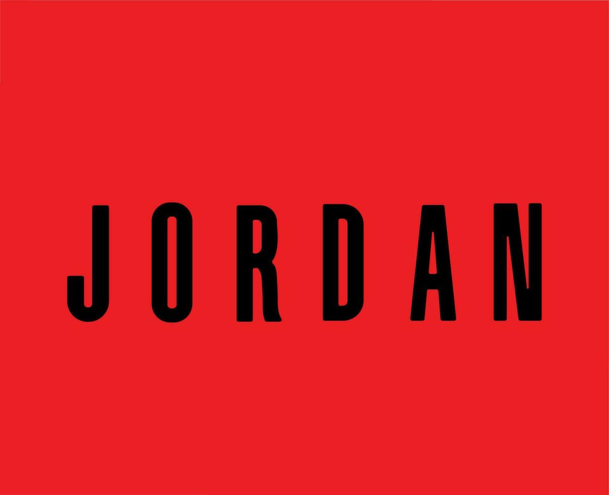 Jordanië merk logo naam zwart symbool ontwerp kleren Sportkleding vector illustratie met rood achtergrond