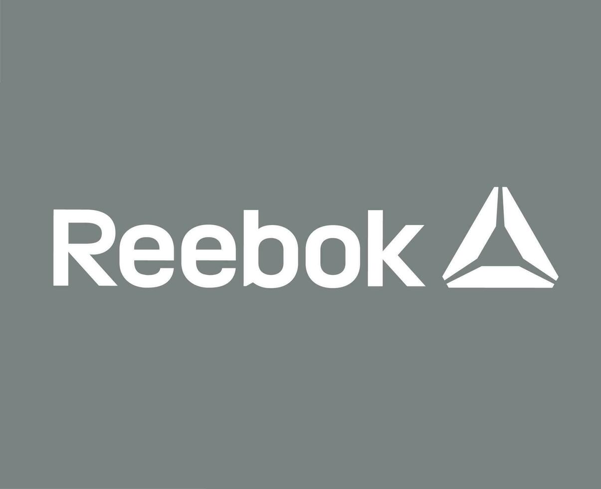 reebok merk logo met naam wit symbool kleren ontwerp icoon abstract vector illustratie met grijs achtergrond