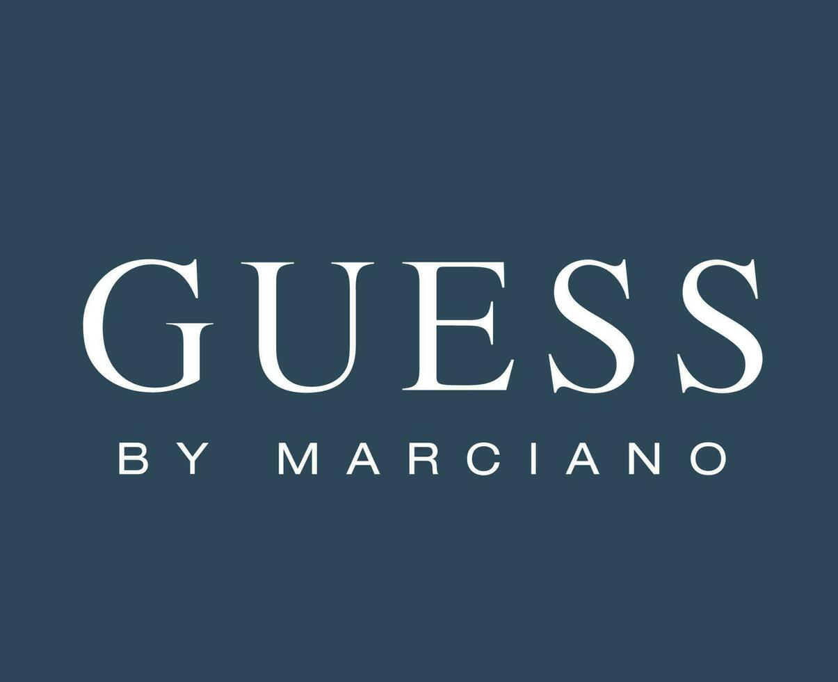 Raad eens door marciano merk logo symbool wit ontwerp kleren mode vector illustratie met blauw achtergrond