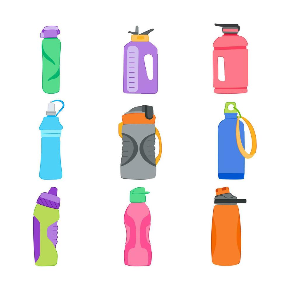 sport drinken fles reeks tekenfilm vector illustratie