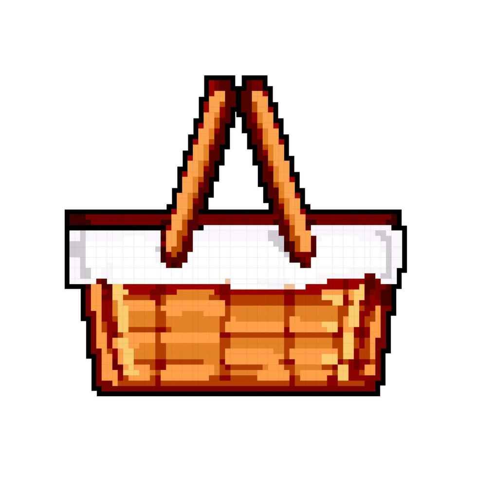 maaltijd picknick mand spel pixel kunst vector illustratie