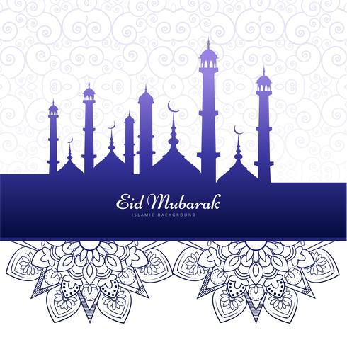 Elegante Eid Mubarak Islamitische achtergrondkaartvector vector