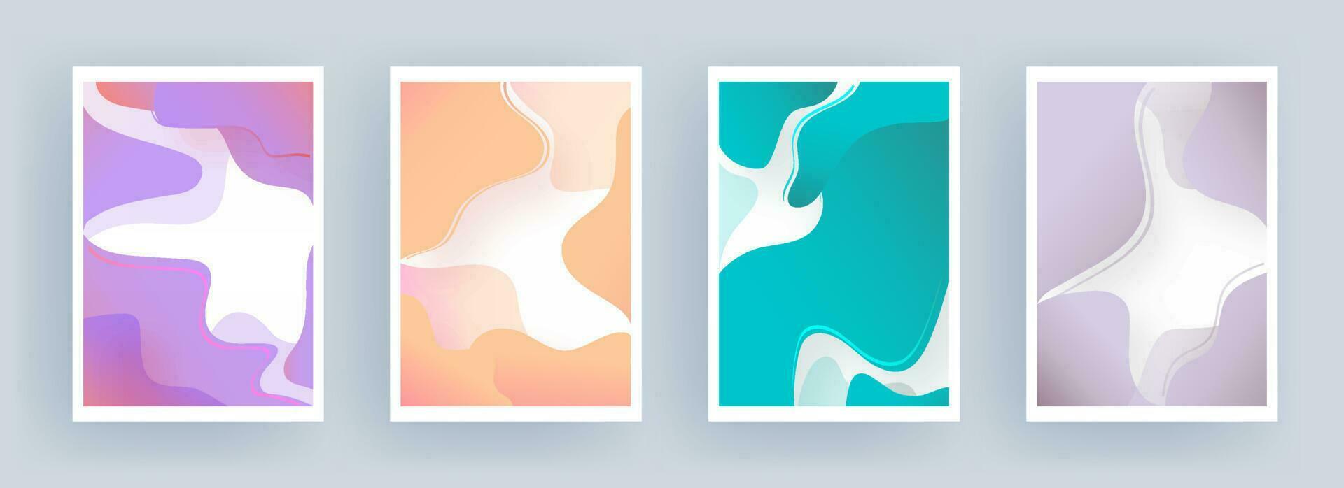 abstract vloeistof stromen of vloeistof kunst achtergrond in vier kleur keuze. vector