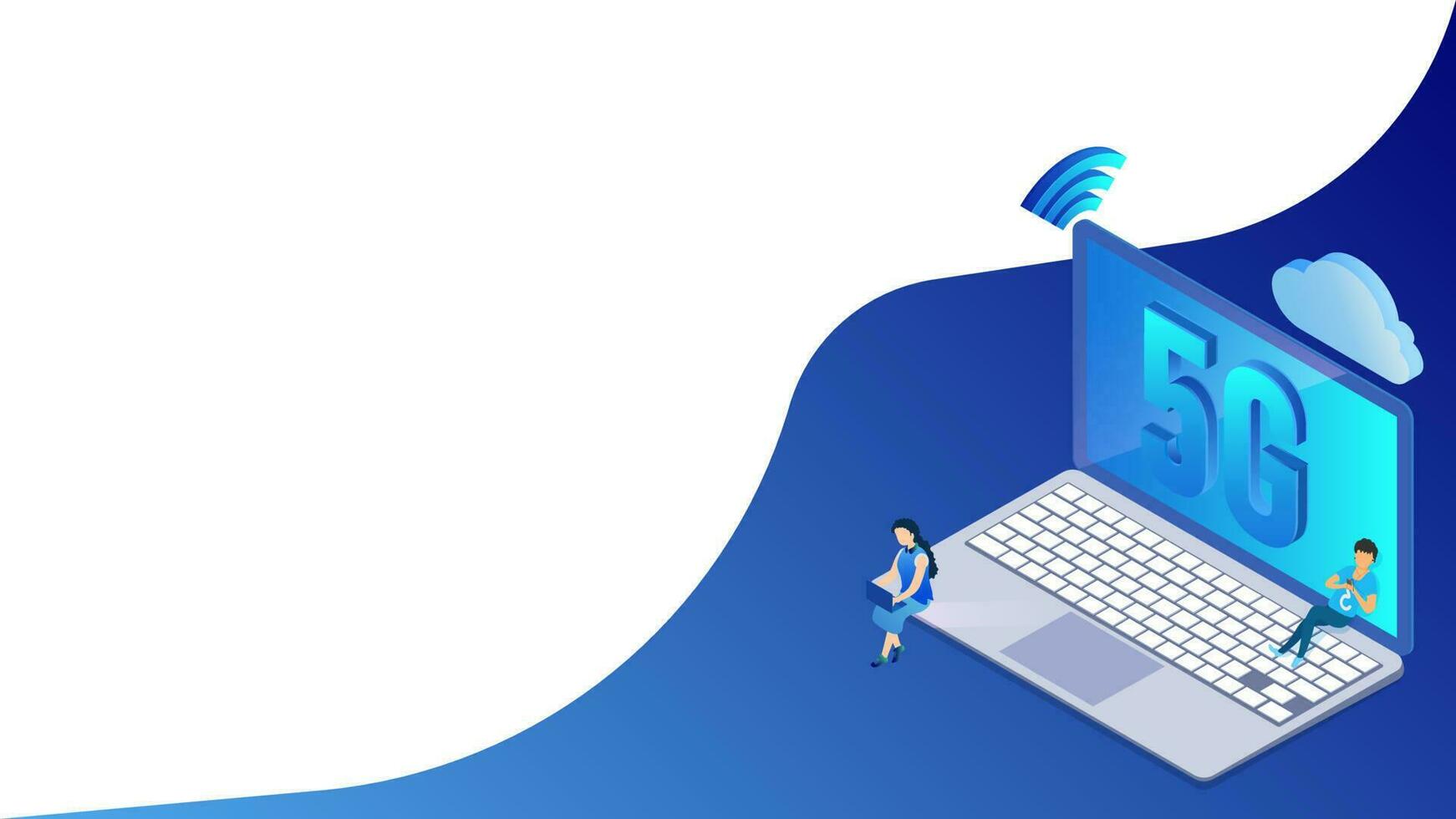 snel snelheid 5g netwerk verbinding laptop en hoog opslagruimte gegevens wolk server verbonden Wifi signaal voor gebruik makend van gebruiker nieuw modern digitaal internet gegevens onderhoud concept. vector