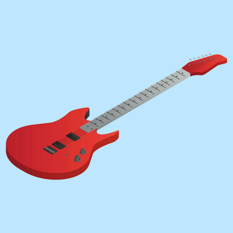 3d gitaar element in rood en grijs kleur. vector