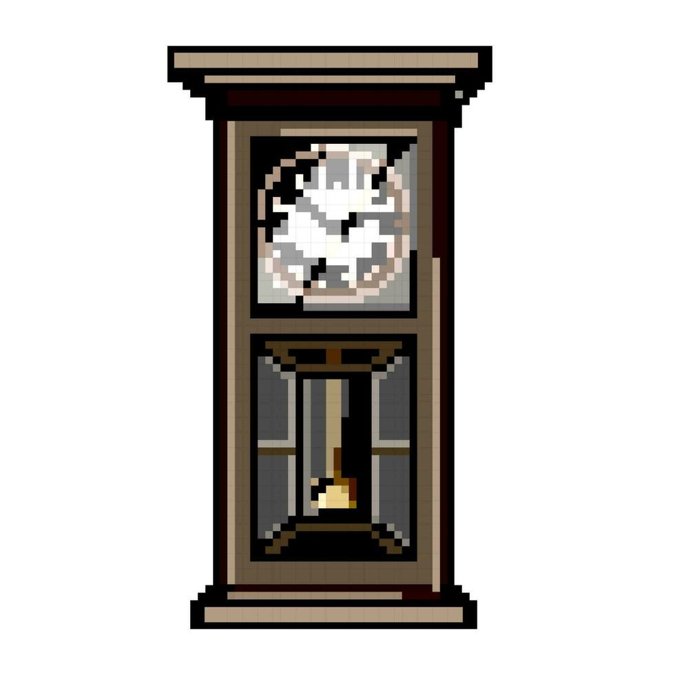 tijd klok wijnoogst spel pixel kunst vector illustratie