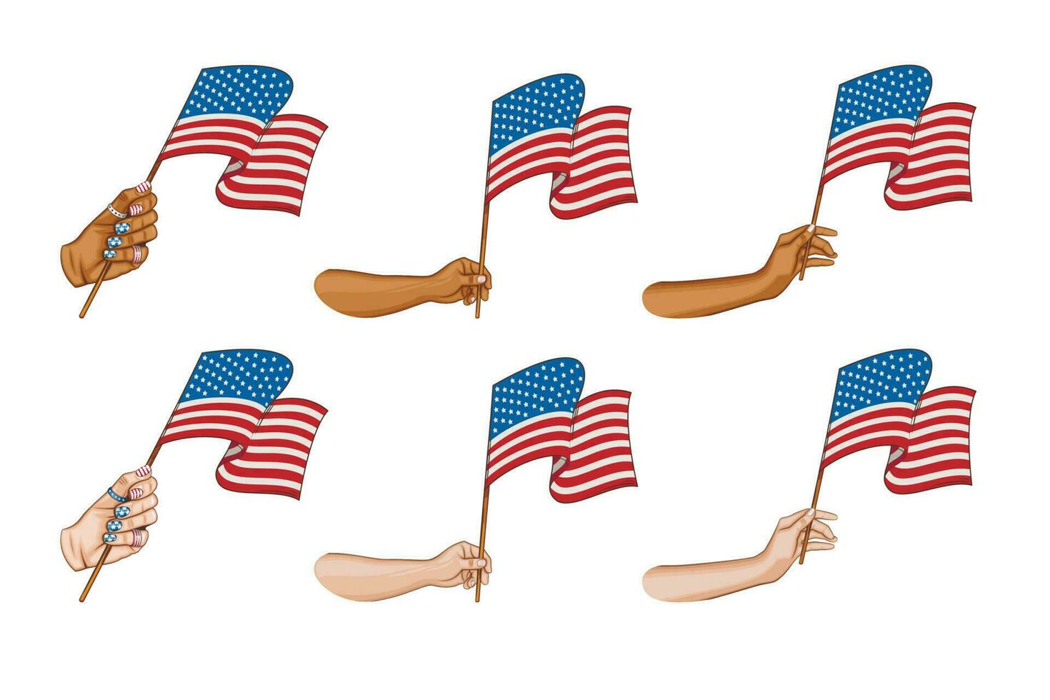 hand- Holding Amerikaans vlag. 4e van juli patriottisch concept. onafhankelijkheid dag ontwerp element vector