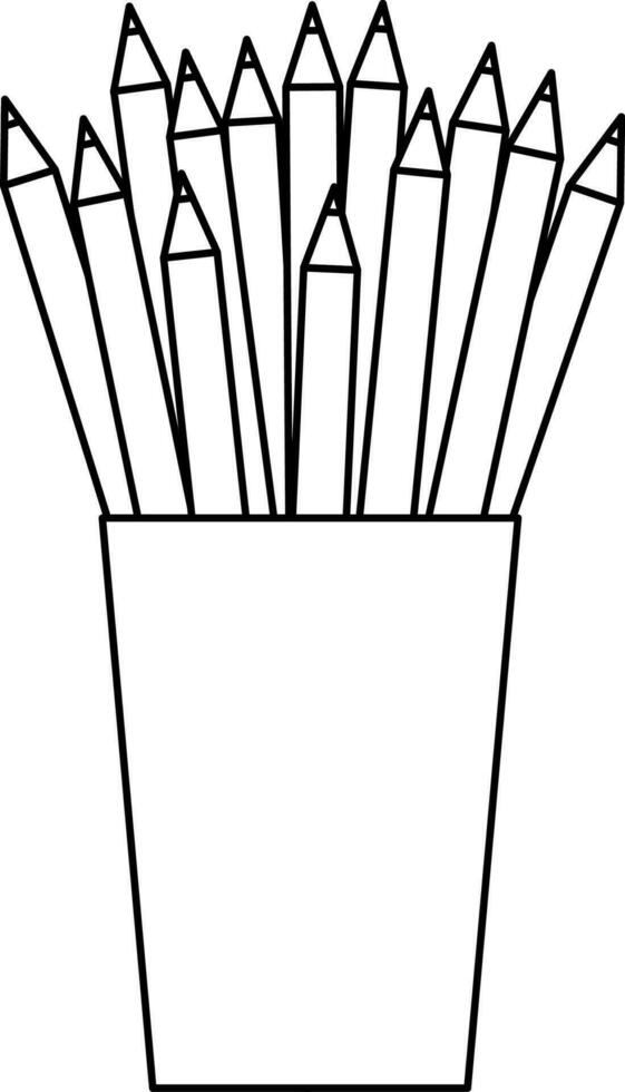 vector lineair icoon potloden in een glas, school- en kantoor benodigdheden, terug naar school, schetsen en tekening