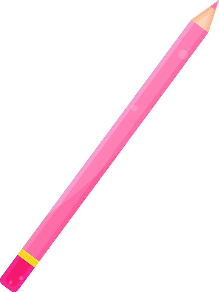 vector helder roze potlood illustratie, school- en kantoor benodigdheden, terug naar school-