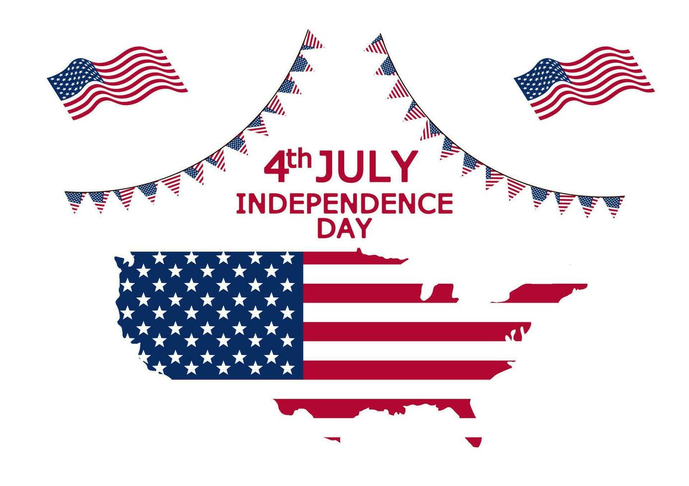 Verenigde Staten van Amerika vlag en nationaal vlag van Verenigde Staten van Amerika met tekst onafhankelijkheid dag wit achtergrond vector illustratie